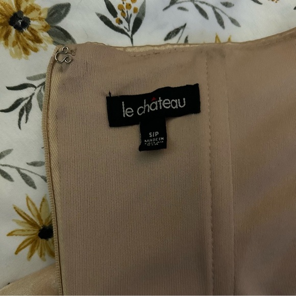 Le Chateau Gold Ruched Strapless Cocktail Mini Dress - Picture 3 of 5